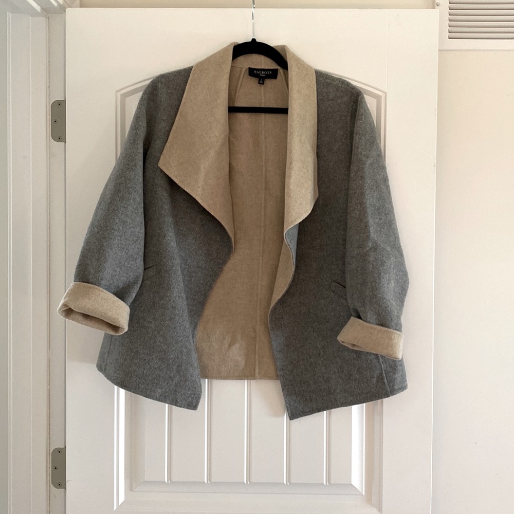 Talbots wool cream and grey coat
